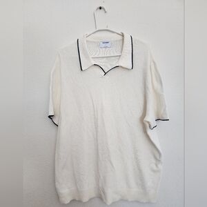 Old Navy Cream Polo Shirt with Black Accents XXL